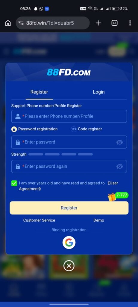 88FDGame Register